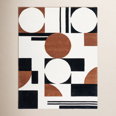 Antoni Ivory Black Brown Hand-Tufted Wool Rug