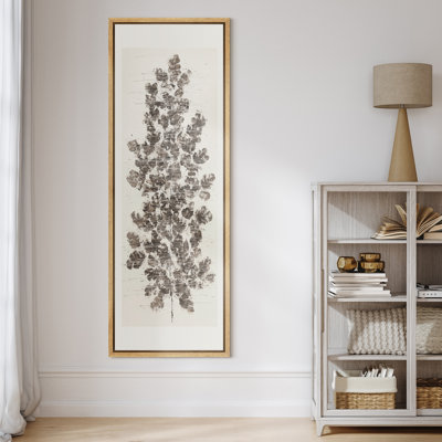 Vintage Botanical Illustration of Dense Leafy Branches - Large Framed Canvas Master Bedroom Wall Art Print