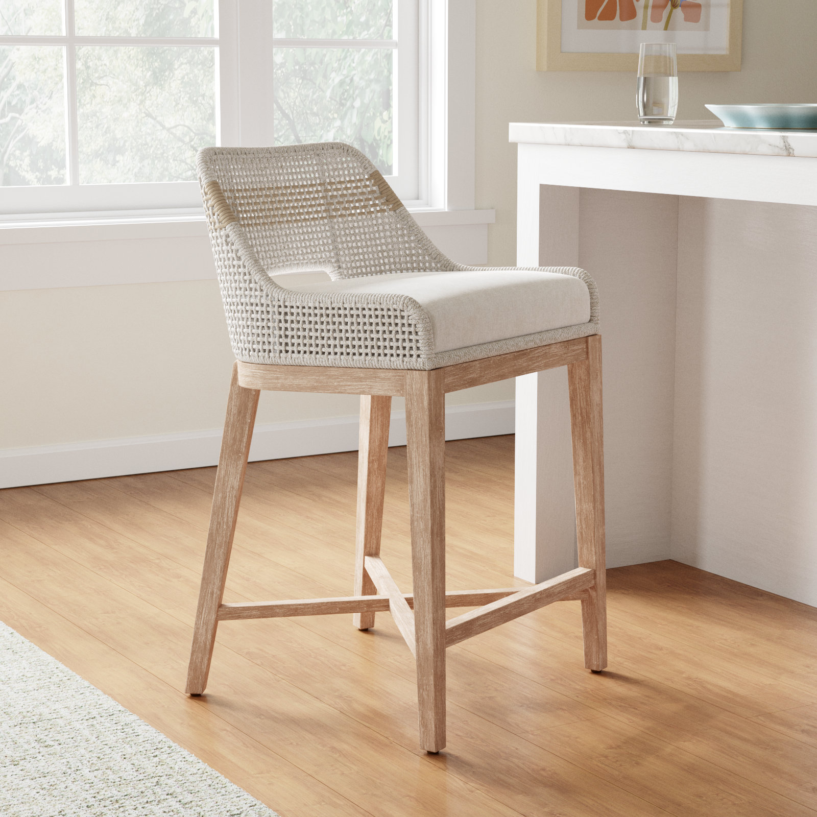 Bowker Bar & Counter Stool, Counter Stool (26" Seat Height), Taupe & White / Pumice