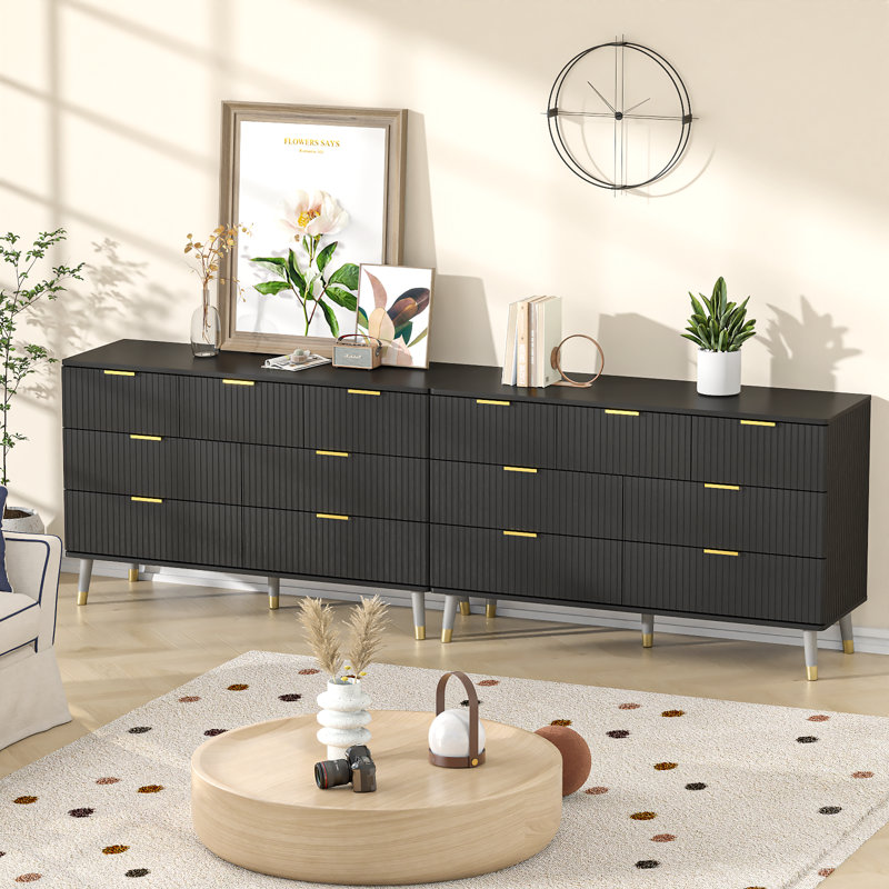 Commode 7 tiroirs Burkard, Noir