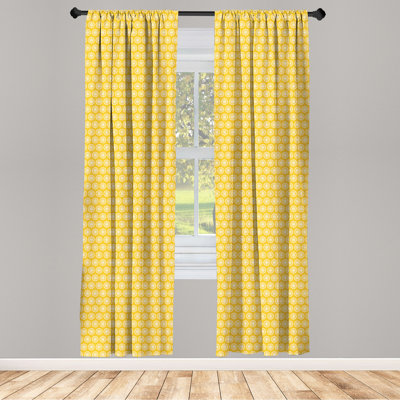 Monochrome Ornament Abstract Semi-Sheer Rod Pocket Curtain Panels