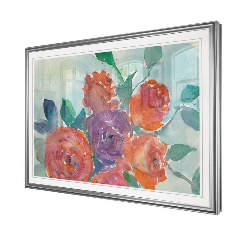 «Rose Call I», reproduction, H 20 po x l 24 po x P 1,5 po, Cadre argenté