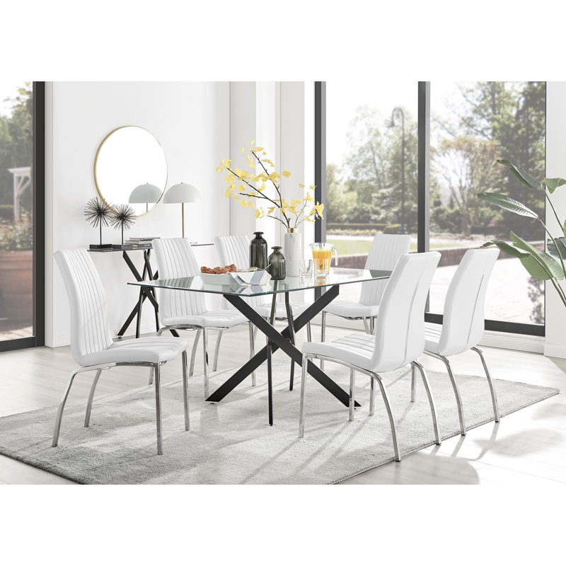 Ensemble de salle à manger 4 personnes Lenworth, Blanc