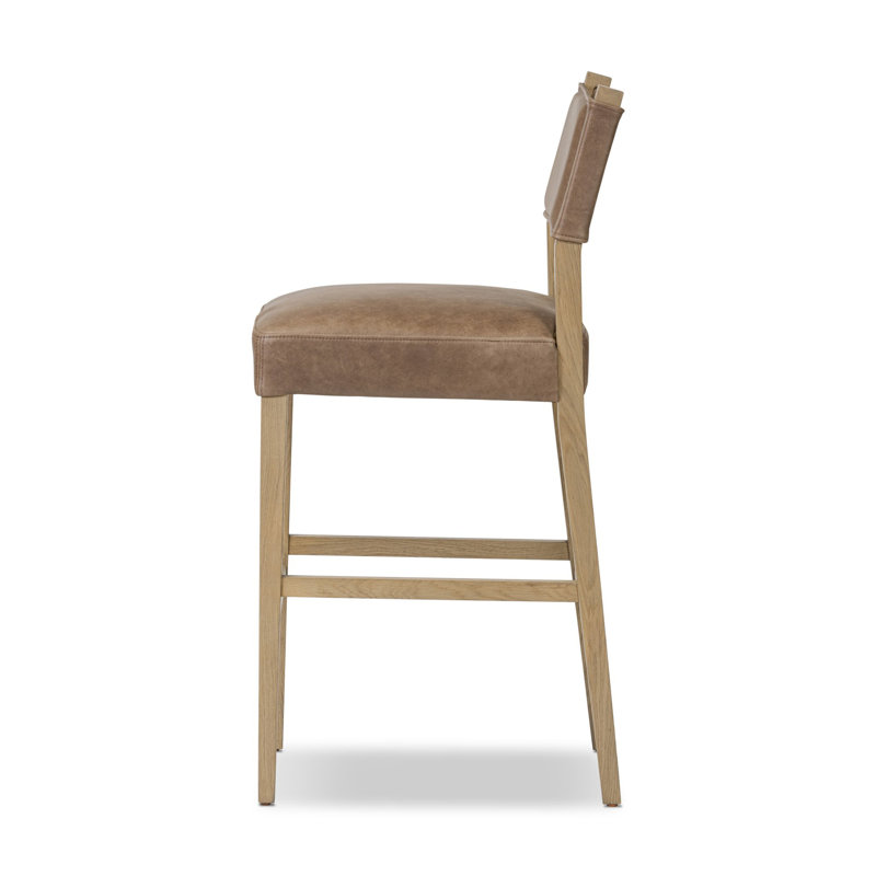 Ferris Stool, Light Oak, Palermo Cigar/Genuine Leather, Bar Stool (29.92" Seat Height)
