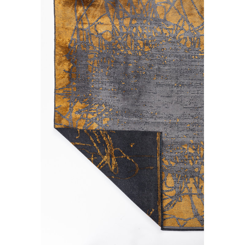 Rapture Orange/Gray Abstract Luxury Area Rug, Rectangle 7'10" x 9'10"