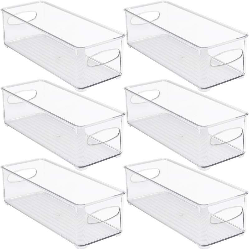 Sorbus 6 Pack Narrow Stackable Clear Storage Bins with Handles