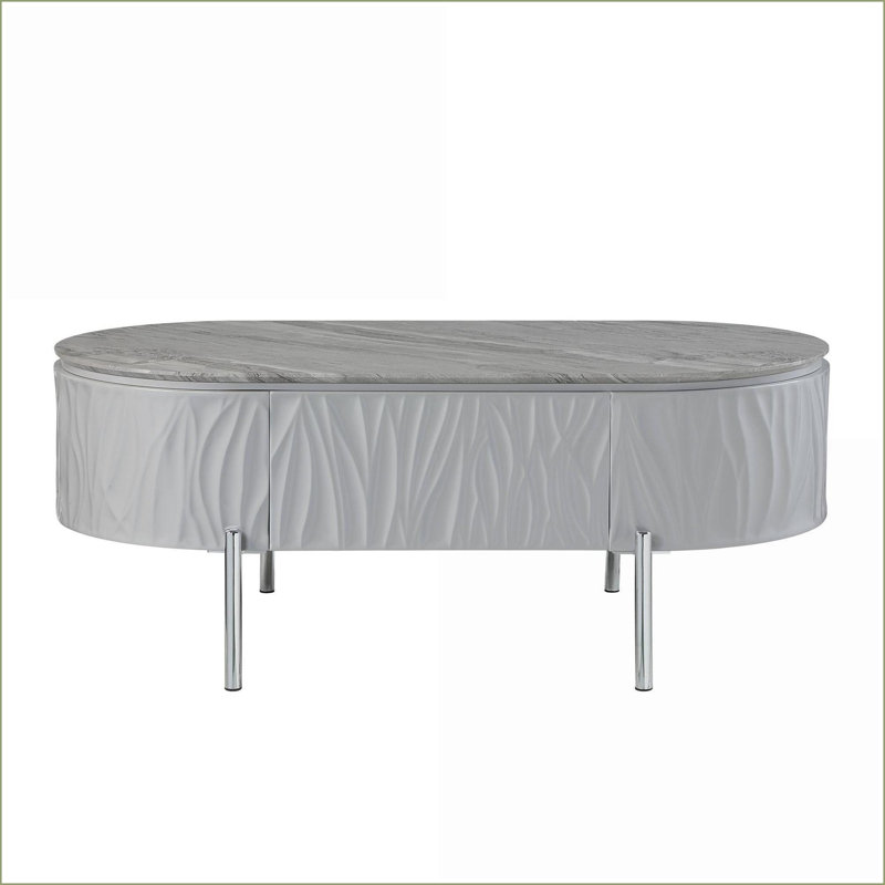 Gris antique Table basse en bois sarcelle pour le salon - rangement polyvalent, capacité de table de 70 lb