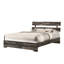 Lit plateforme grand brun rustique, base de lit contemporaine à profil bas, bois, mobilier de chambre à coucher dans une boîte avec style, finition, sans ressort-264513194