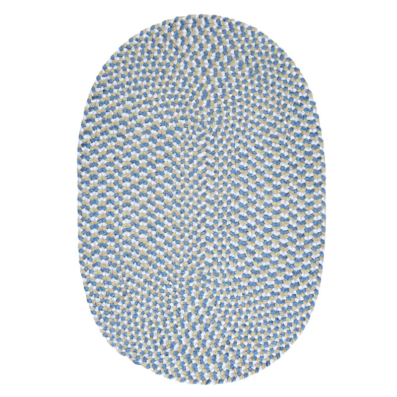 Tapis bleu tressé à la main Chickerell, Ovale 2 pi x 3 pi