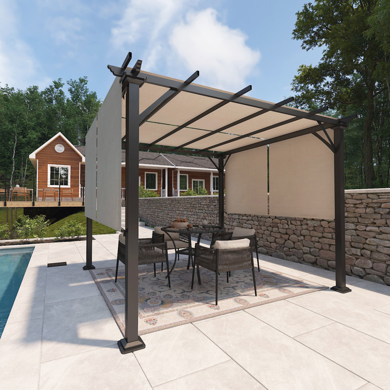 Outdoor Pergolas 10 Ft. W x 10 Ft. D Metal Pergola with Canopy
