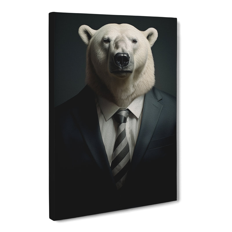 Polar Bear In A Suit Painting No.3 - Single Picture Frame Print, 50cm H x 35cm W x 3cm D