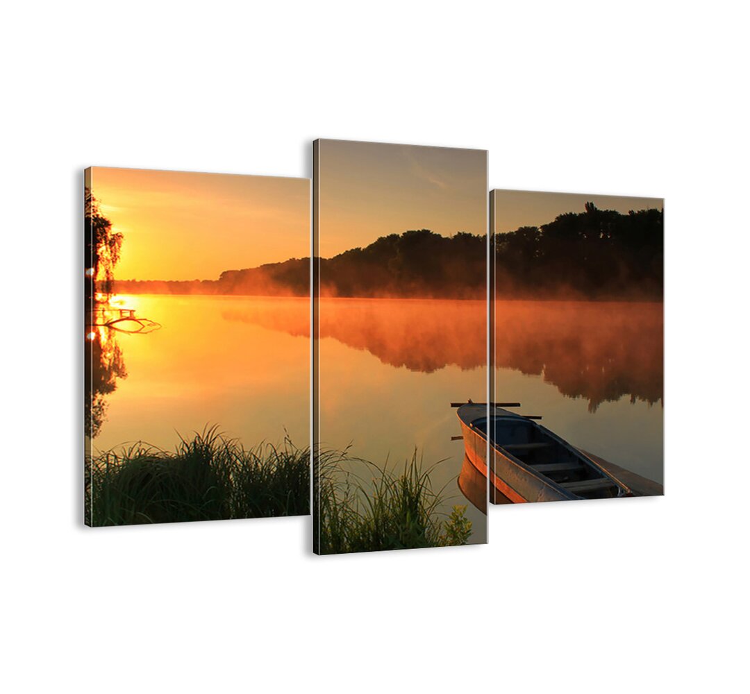 3-tlg. Leinwandbilder-Set - Fotografie „Sunrise over the Water Like a Mirror”