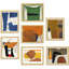Multicolore coloré Mid-Century Groke Paint Stroke, abstrait géométrique, encadré sur papier, 7 pièces-99535722-92573591