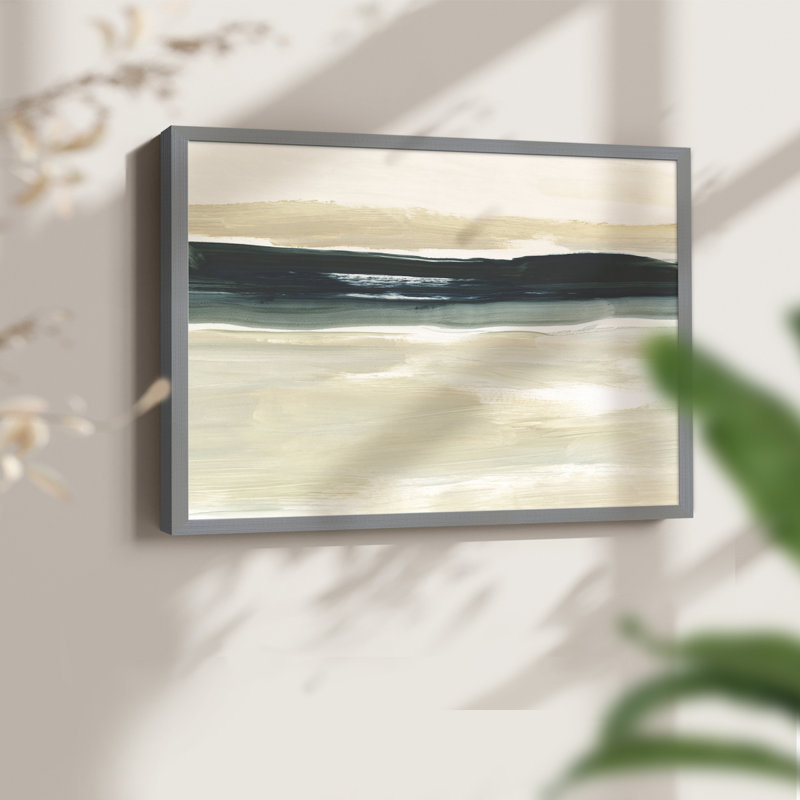 Sable et mer II - reproduction encadrée, Gris, H 22 po x l 28 po