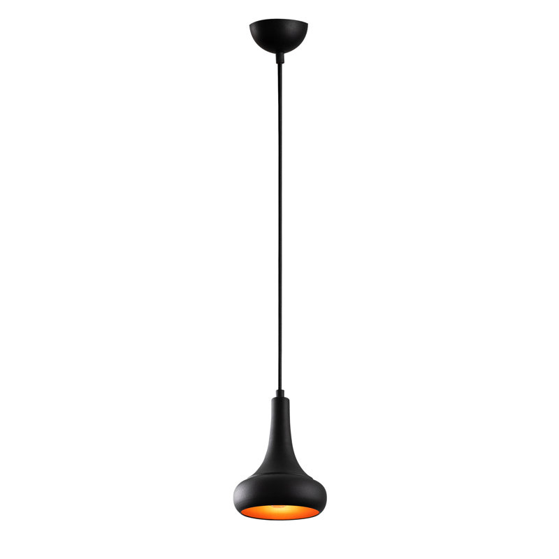 Luminaire suspendu en dome à 1 lumière, Noir