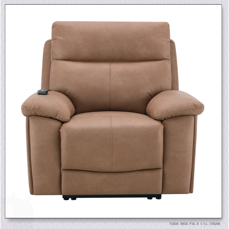Fauteuil inclinable électrique en cuir Avis Chavis brun avec port USB, appui-tête électrique et soutien lombaire pour un confort ultime