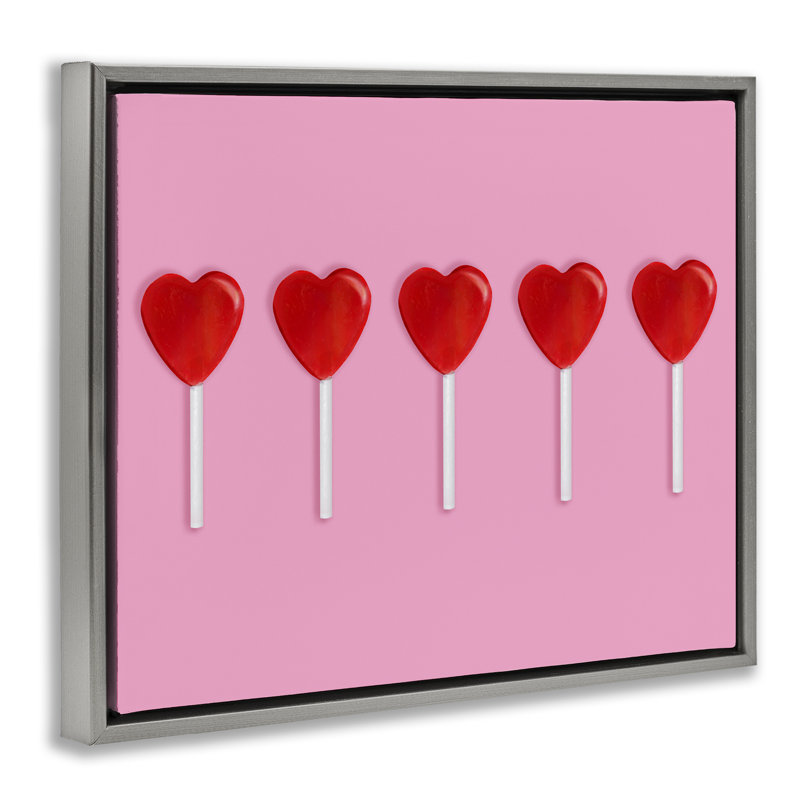 Cadre flottant Valentine's Heart Pops, design par Lish Creative, H 25 po x l 31 po, Cadre flottant gris lustré