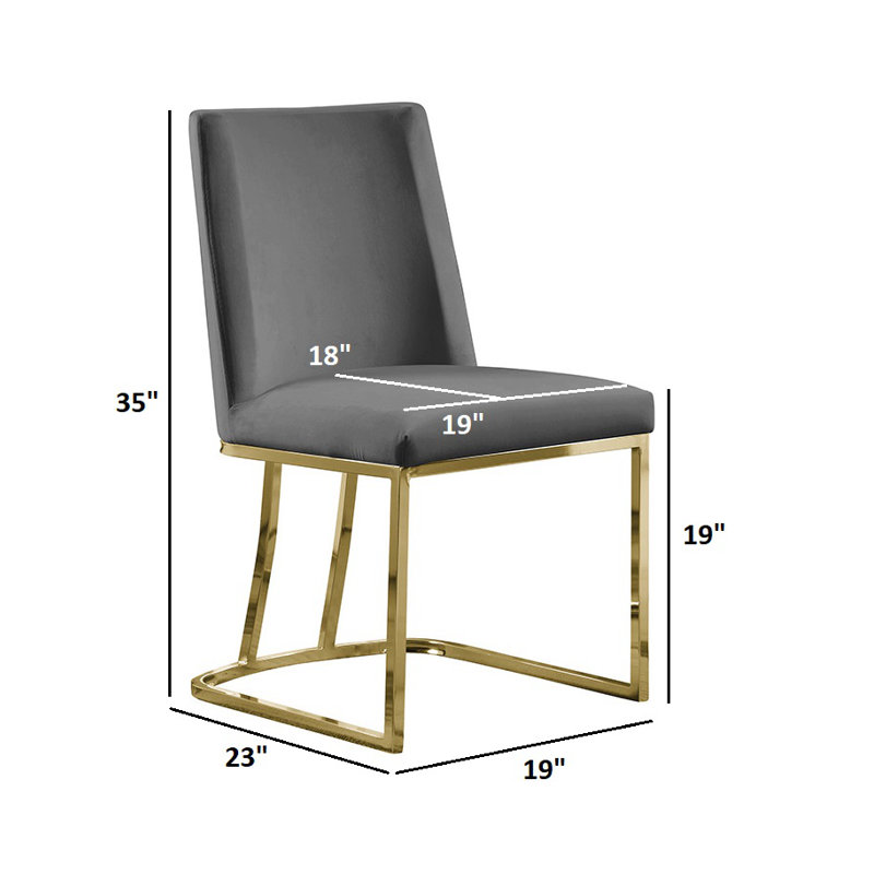 Chaise d'appoint rembourrée en velours Stansté, Gris foncé, Doré
