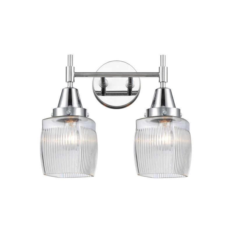 Éclairage pour meuble-lavabo à 2 lumières à intensité variable Gayle, Chrome poli, Blanc mat