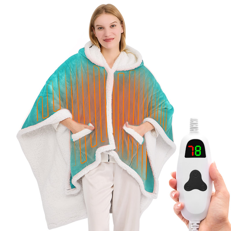 Poncho à couverture Sherpa, Sarcelle, Jeté