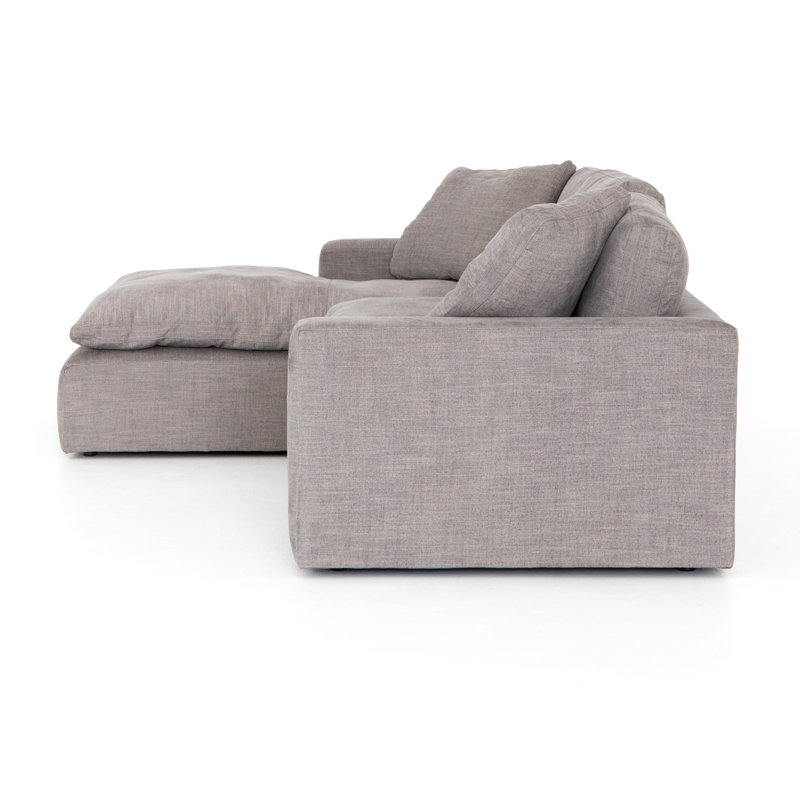 Chaise Sectional, Left Hand Facing, Cream Polyester Blend