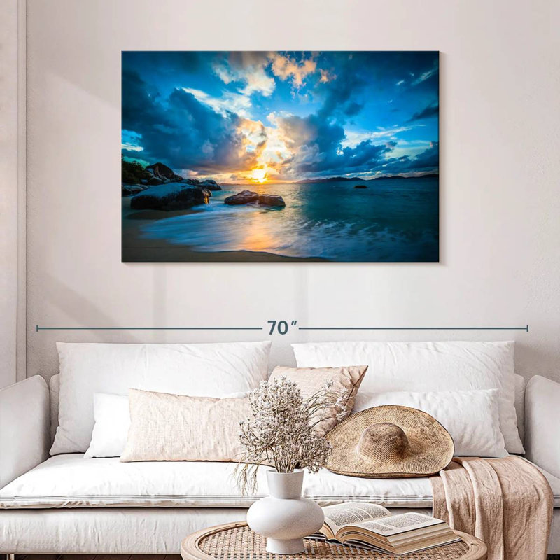 Gillard, paysage marin des Caraïbes nuageux, H 30 po x l 45 po