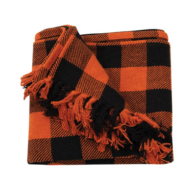 Orange & Black Buffalo Check Throw