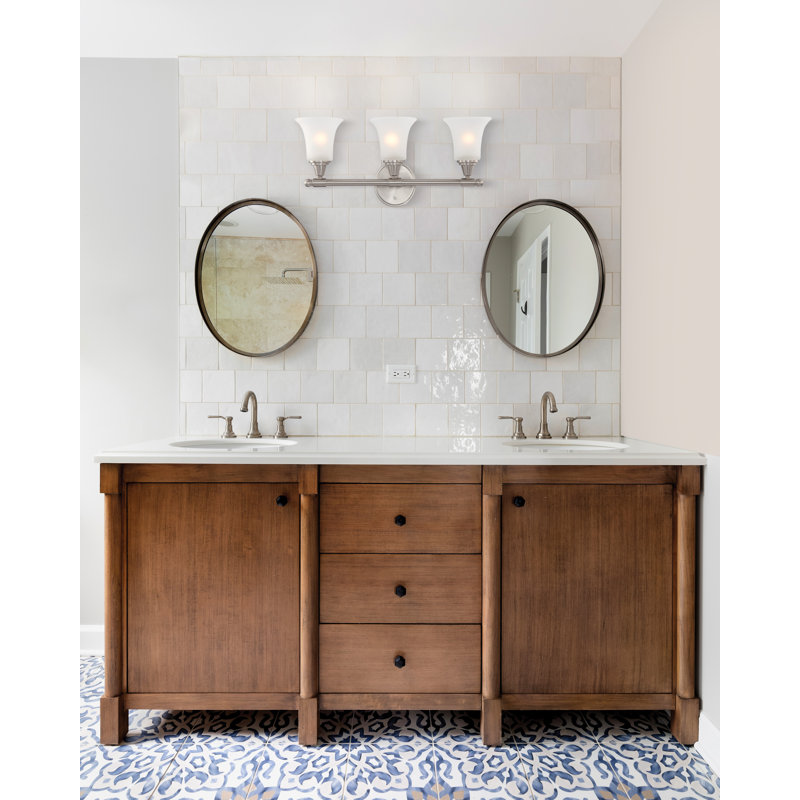 3 - Light Dimmable Vanity Light, Brushed Nickel / Frosted