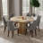 Rpund Modern Farmhouse Dining Set with Linen Dining Chair Set for Dining Room-425670861-425670860-424261678