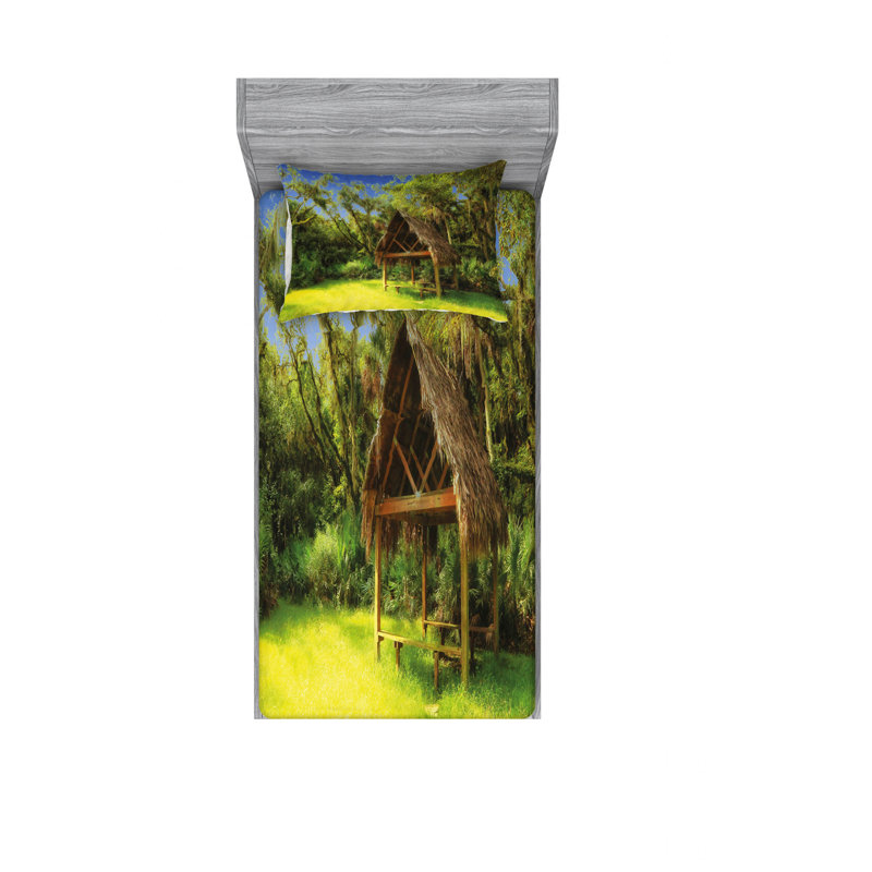Ensemble de draps Tiki Hut in Dreamy, Ensemble de draps pour lit simple avec drap-housse