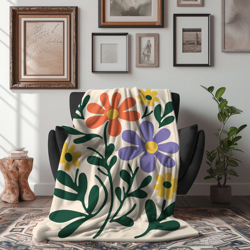 Vibrant Garden Rhapsody - couverture en sherpa de qualité supérieure - reproduction d'art luxueuse, Lit simple