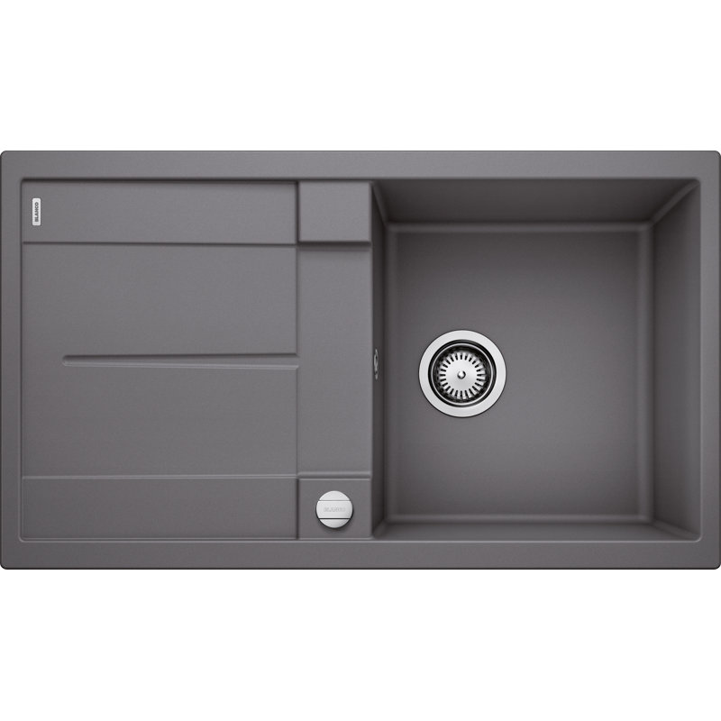 Metra Single Bowl Inset Kitchen Sink, Rock Grey