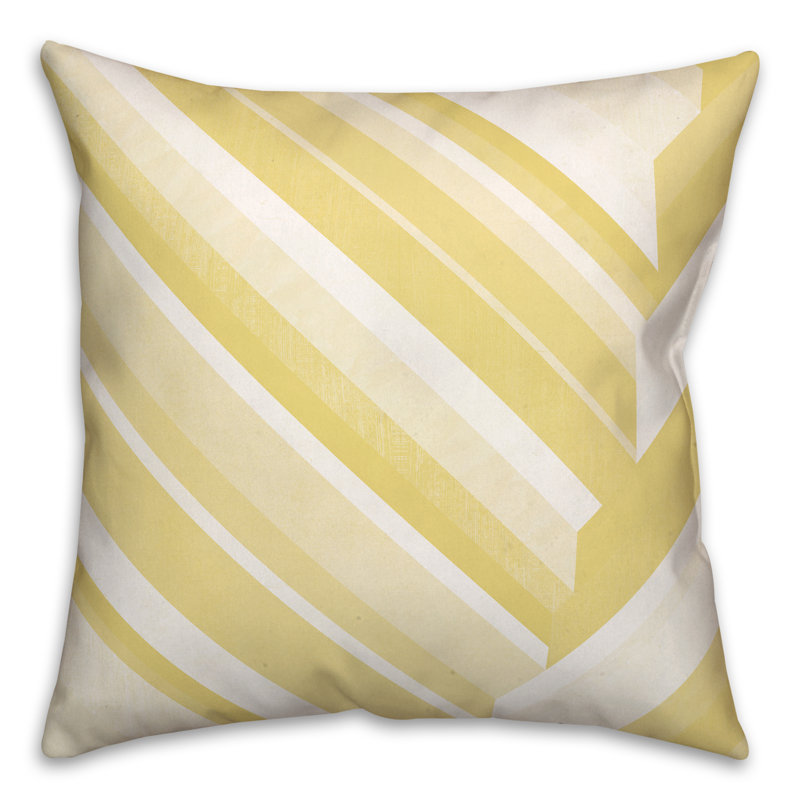Striped Outdoor Reversible Throw Pillow, Yellow