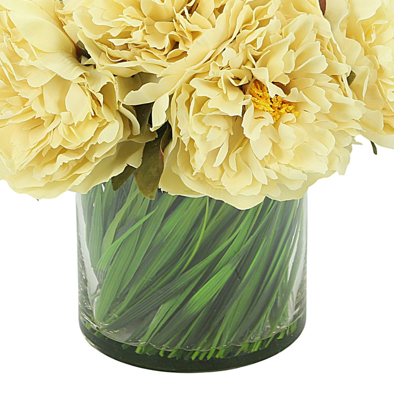 Peonies Floral Arrangement in Vase, Cream