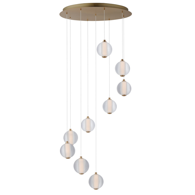 Luminaire suspendu à DEL 9 lumières Alicano, Or