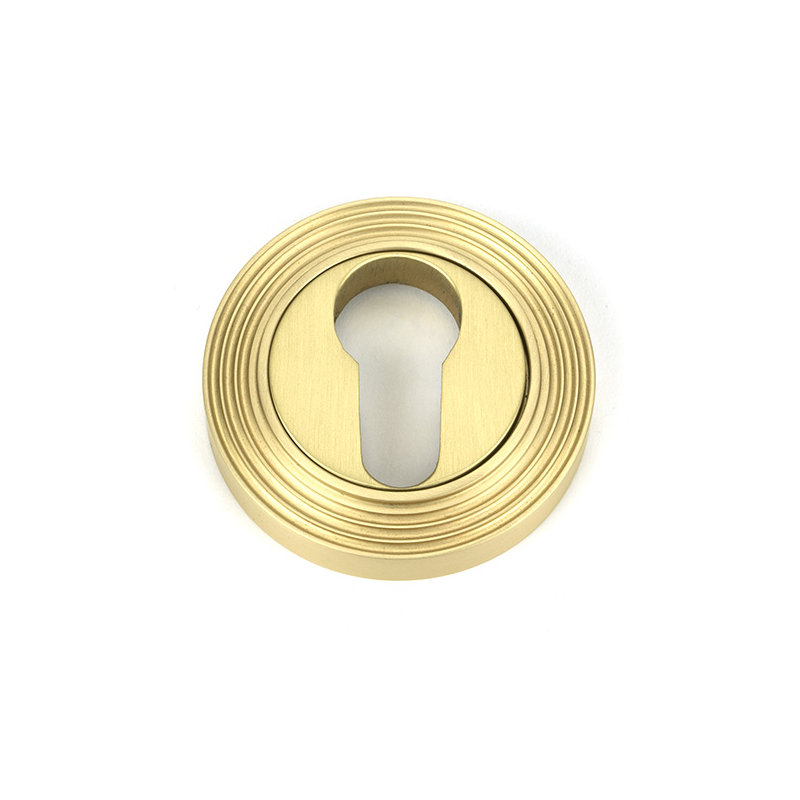 Beehive Satin Brass Round Euro Escutcheon