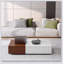 Table basse en noyer de style moderne avec deux espaces de rangement, finition en marbre et design contemporain pour des salons élégants.