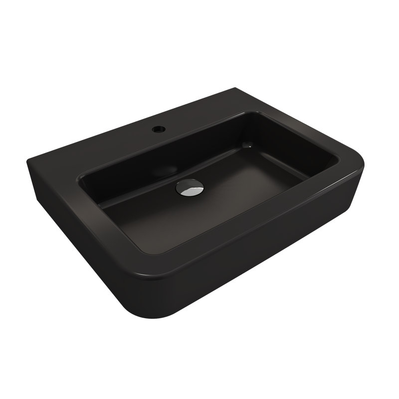 Parma 25.59'' L Bathroom Sink, Matte Black, Single-Hole