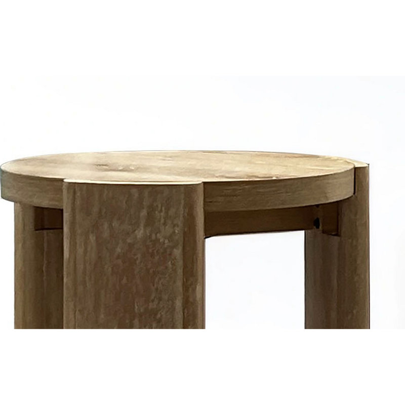 Table de bout ronde avec structure en bois d'hévéa