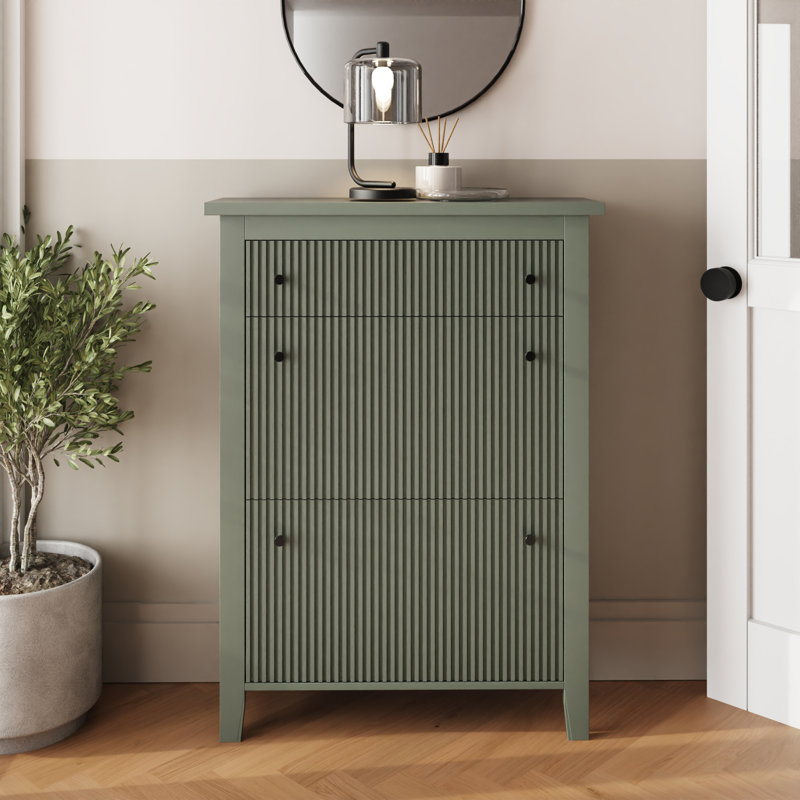 12 Pair Shoe Storage Cabinet, Green
