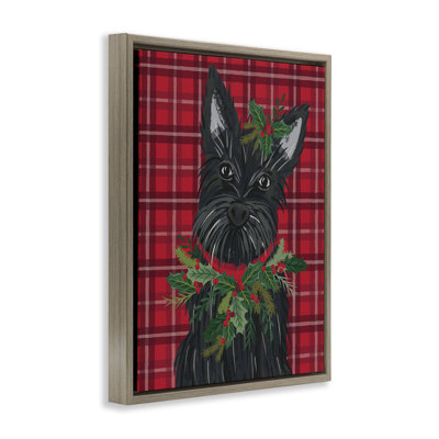«Scottie Dog on Red Plaid», art par Lisa Perry White bouton