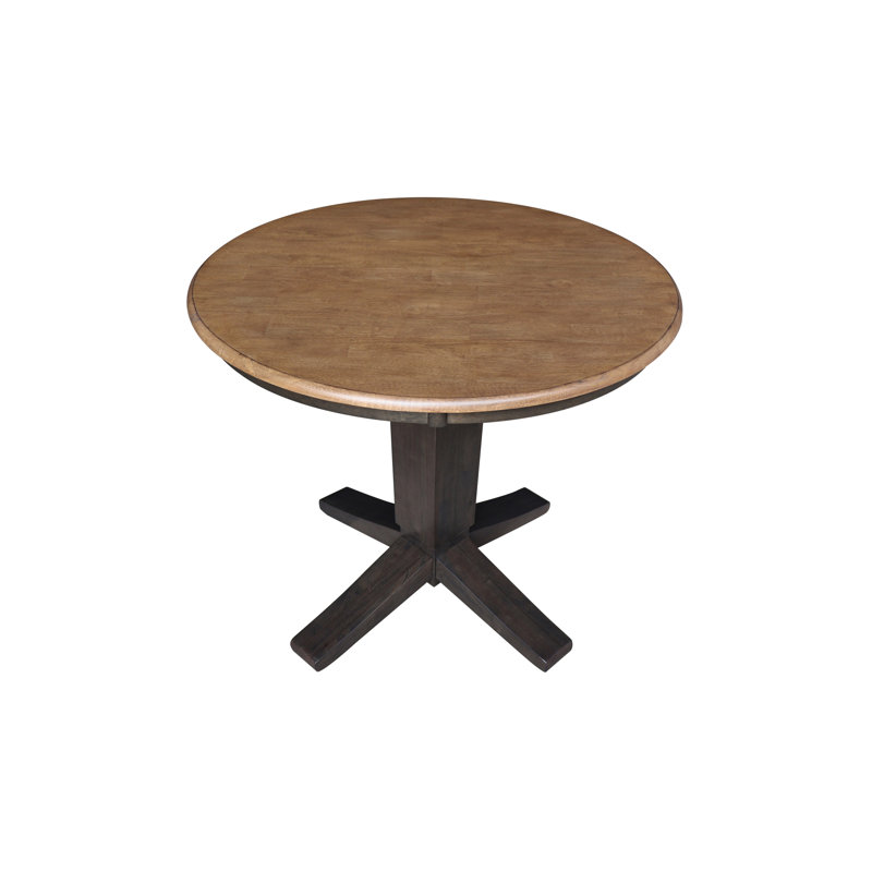 Table de salle à manger Grachan Ronund, H 29,9 po x L 36 po x l 36 po, Hickory / charbon délavé