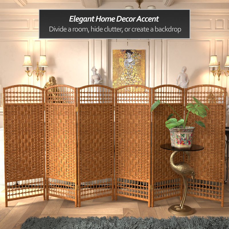 Adelah 4 Ft. Short Folding Screen, 6 Panel, Dark Beige