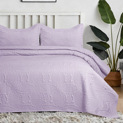 Couvre-lit matelassé à pièces, format king – Literie réversible ultra douce, confort toutes saisons, couette légère surdimensionnée avec 2 taies d'oreiller (lavande)