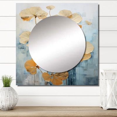 Cheylyn - Golden Blue Geraniums Bloom I Geraniums Large Square Mirror For Wall Art Decor