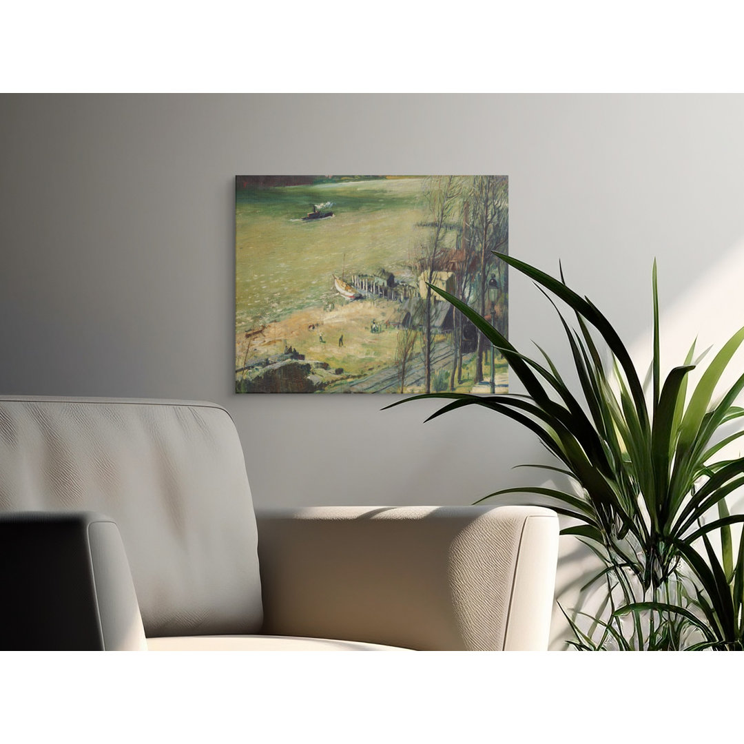 River Scene Canvas Wall Art, Vintage Impressionism Print, Gallery Wrapped Canvas, Ready to Hang, Archival Inks, Home Decor