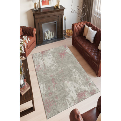 Premium Grey Area Rug (5.2 x 7.5 Feet), 100% Polyester, 650 g/m² | Antibacterial, Digital Print, Eco-Friendly | Non-Slip PVC Dot Underside, Machine Washable | Perfect for Living Room, Bedroom & Home Decor