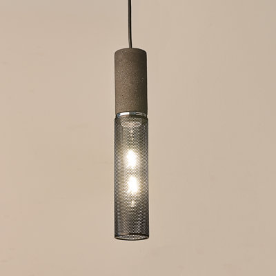 Industrial 1-light Concrete And Iron Pendant Light, Downlight Design In Black Finish