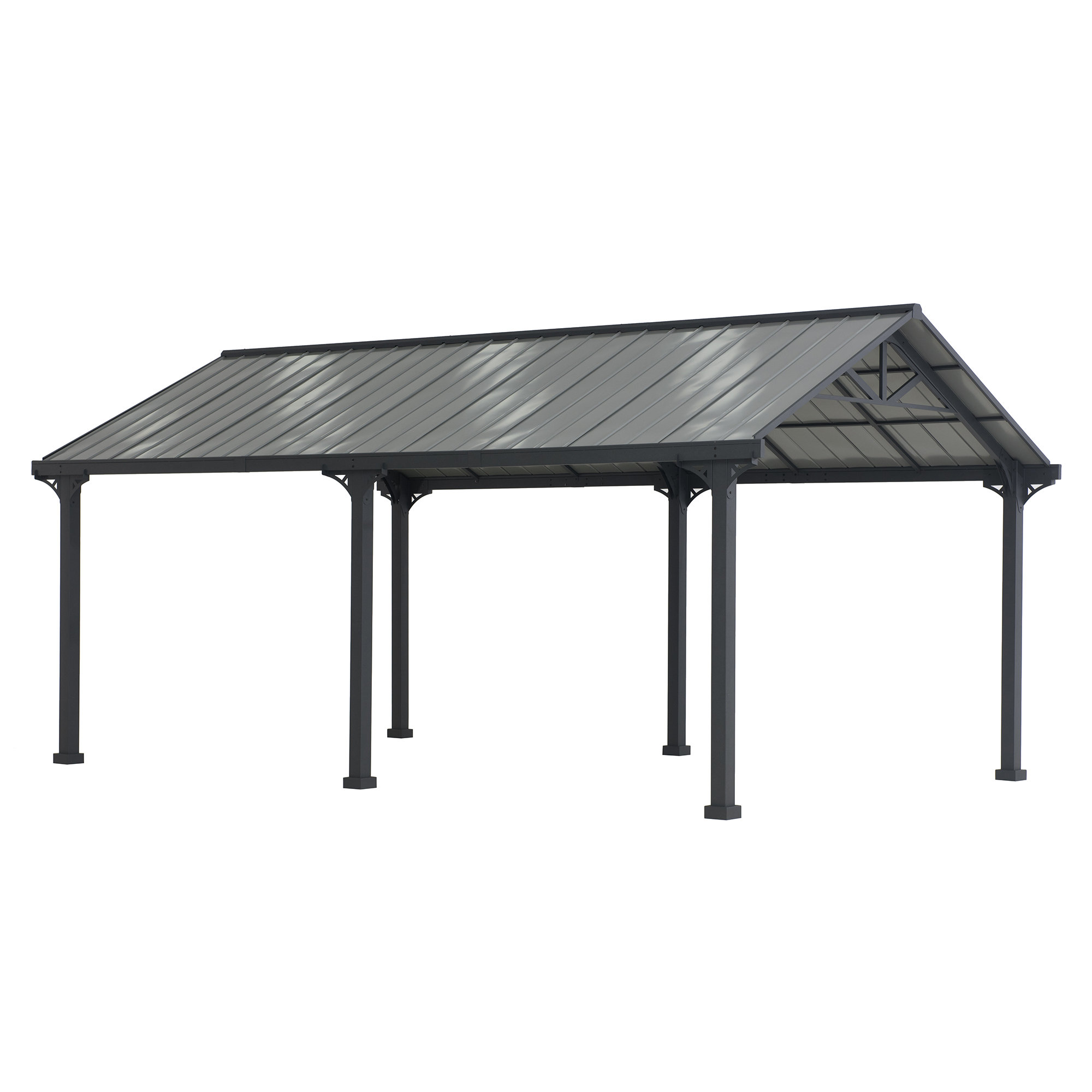 Sunjoy AutoCove 12x20 Metal Carport, Outdoor Living Pavilion, Gazebo with 2  Ceiling Hooks & Reviews