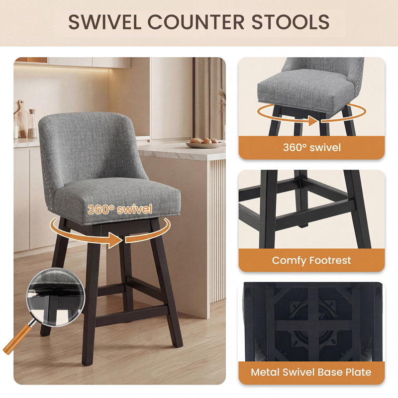 Swivel Counter Stool, Dark Gray